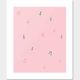 colorful music note pattern Posters and Art